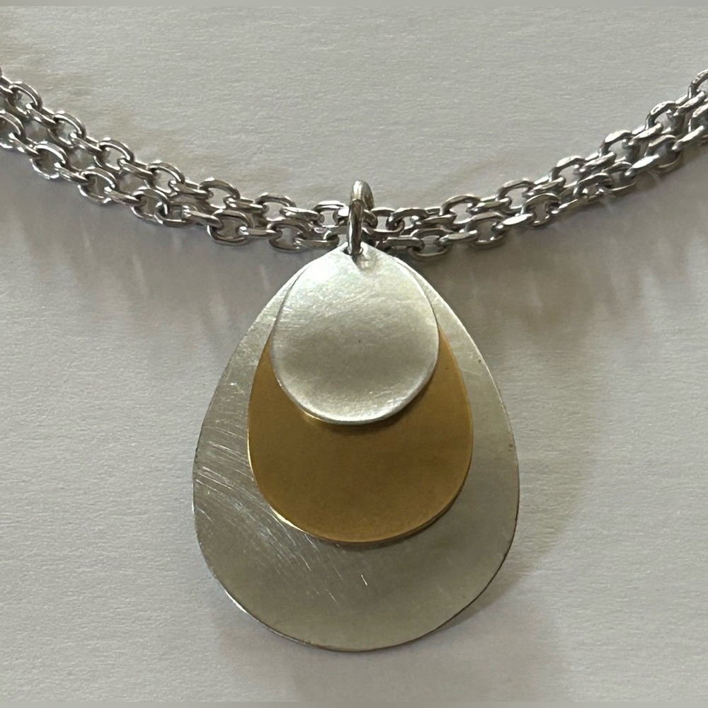 MARJORIE BAER Silver & Gold Tone Pendant Necklace New With Tags!